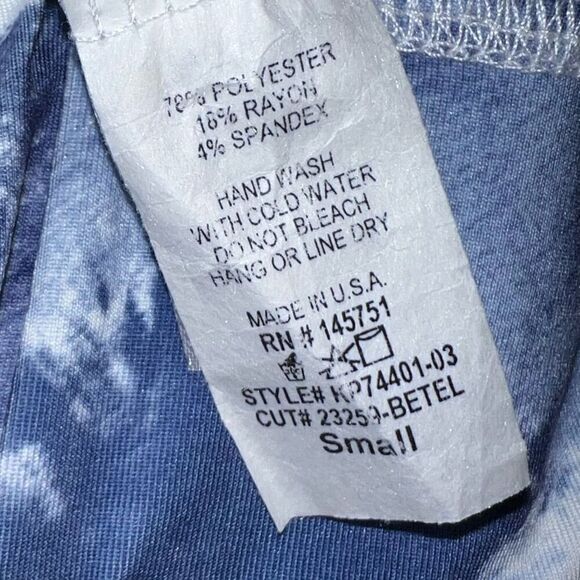 Peach Love California, Blue & White Tie Dyed Boho Hippy Leggings, Women’s Small - Picture 8 of 11